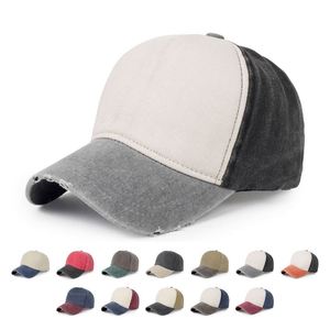 Casquette de baseball sportive unisexe 5 panneaux 100 % coton, design délavé avec trous, protection solaire pour les sports d'été - Product Image 1