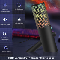 Micro à condensateur de karaoké USB dynamique professionnel pour microphone de conférence de podcast filaire Home Studio pour les jeux