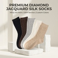 Chaussettes mi-mollet pour femme en soie de mûrier, personnalisées OEM, gaufrées en 3D, fines pour l'hiver - Élégantes, respirantes et confortables