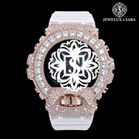Reloj de pulsera de caucho con diamantes de moissanita y baño de plata de calidad de exportación para hombre y mujer, disponible a precio de exportación desde India.