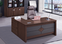Bureau de direction en L extensible en bois moderne haut de gamme pour directeur général
