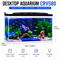 Aquarium de bureau intelligent 68L verre ultra-clair avec circulation d’eau intelligente et éclairage LED, kit complet d’aqua