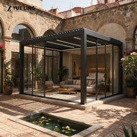 Pergola à toit à lamelles en aluminium personnalisée pour les entrepreneurs en aménagement paysager, pergola de jardin extérieure avec contrôle par capteur de vent