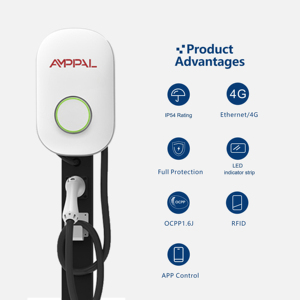 Amppal 7KW แท่นชาร์จ EV ติดผนังแบบเร็ว32A 1เฟสบ้าน wallbox Type <span class=keywords><strong>2</strong></span>อินเตอร์เฟซ CCS การชาร์จใหม่ได้รับการจัดอันดับ16A - Product Image 1