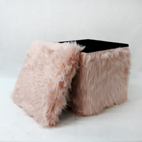 Tabouret repose-pieds pliable HStex 2020, pochette de rangement en fourrure, mobilier pliable