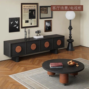 Mueble de TV Nórdico Vintage de Madera Maciza de 2.2m, Mueble de Salón Moderno y Minimalista con Almacenamiento - Product Image 4