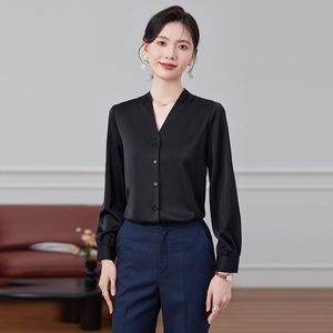 V-Ausschnitt Bluse Damen Neue Herbst-Kollektion Hochwertige Vorstellungsgesprächs-Bluse Empfang Professioneller Anzug - Product Image 6