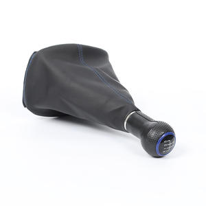 Housse anti-poussière pour levier de vitesses de voiture, pour Golf 4, transmission manuelle, taille des trous 12mm 23mm, cuir noir avec surpiqûres bleues - Product Image 4