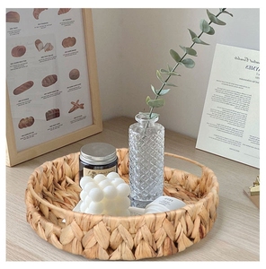Hand-made Water Hyacinth Storage <b>Baskets</b> Set of 3 Storage <b>Baskets</b> for <b>Shelves</b> Decorative with Handle - Product Image 3