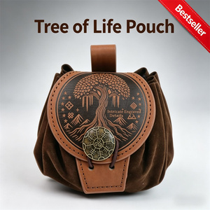 Pochette de ceinture médiévale Yggdrasil Arbre de Vie - Sac à dés Viking <span class=keywords><strong>Nordique</strong></span> pour LARP, Cosplay et DND - Product Image 6