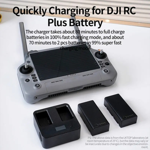 Chargeur intelligent WC237 72W compatible avec la batterie WB37 pour télécommande DJI RC Plus/FPV et adaptateur d'alimentation RTK 2, concentrateur de charge parallèle - Product Image 3