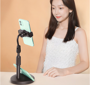 Nouvel arrivage : Support de <span class=keywords><strong>tablette</strong></span> rétractable et réglable pour bureau, avec double emplacement pour téléphone, idéal pour le streaming en direct - Product Image 2