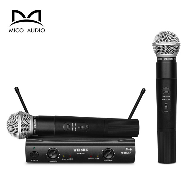 PGX-58 Professional VHF Dual Channel Wireless Microphone Handheld Dynamic Microphone System