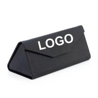 Boîte triangulaire pliable orange avec logo personnalisé, étuis à lunettes en cuir PU rigide pour hommes et femmes