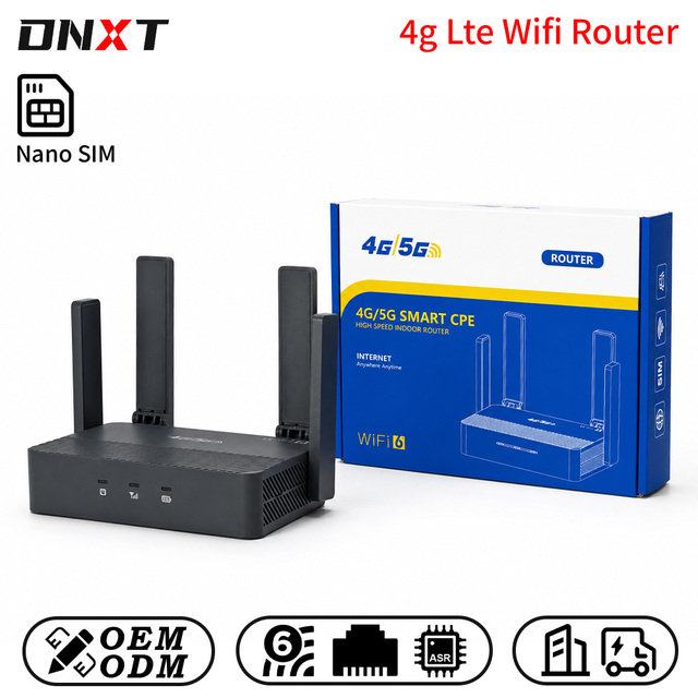 DNXT 4g Router 2.4GHz Cat4 300Mbps Wifi 6 Router Mini Wifi 4g Lte Sim Card Type-C 3000mAh Router 4g Sim Card Work Use