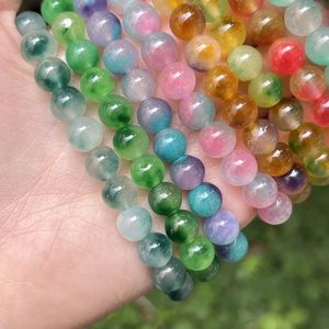 สร้อยข้อมือหินธรรมชาติลูกปัดแก้วสีสันสดใสลายขวางไม่เหมือนใคร - Product Image 1