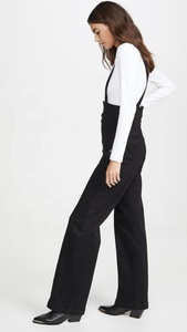 De color <span class=keywords><strong>negro</strong></span> de las mujeres pantalones vaqueros general pantalón de mezclilla <span class=keywords><strong>mono</strong></span> - Product Image 4