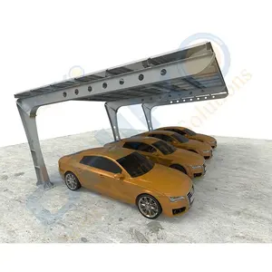 碳钢防水太阳能车棚安装系统光伏面板太阳能车棚结构用于2 EV电动汽车热防