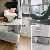 Pieds de meubles modernes en fer doré coniques avec design biseauté et droit pour remplacement de canapé, table ou armoire