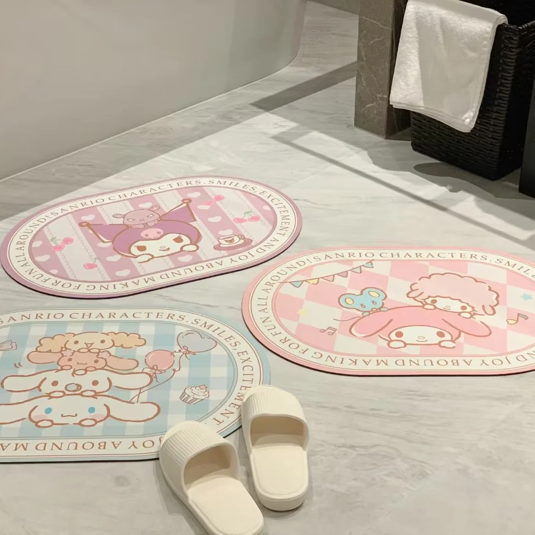 Мультяшный милый напольный коврик для ванной комнаты, грязевая обивка с диатомом, нескользящий коврик для двери туалета, впитывающий Быстросохнущий коврик для ног