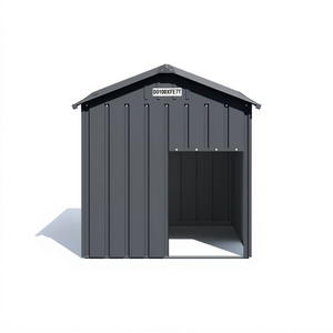 บ้านสุนัขขนาดกลาง สีแอนทราไซต์ โครงเหล็กชุบสังกะสี รุ่น D0100XFTE7T สำหรับกลางแจ้ง ทุกฤดู สไตล์เรียบง่าย รูปทรงสี่เหลี่ยมผืนผ้า - Product Image 1