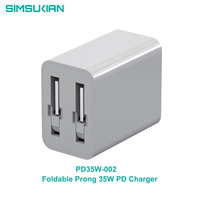 Chargeur mural USB pour téléphone portable 35W PD 3.0 à charge rapide avec protection SCP et OTP, double port Type-C