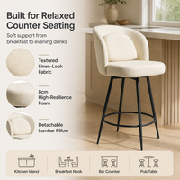 Tabouret de bar et de cuisine rembourré en tissu lin et métal, idéal pour îlot de cuisine ou garage - Vente en gros