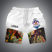Short de basket-ball en maille monocouche à cordon de serrage en polyester personnalisé séchage rapide hommes impression par sublimation un short en maille de gymnastique Anime X