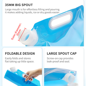 Prêt à expédier sacs de stockage d'eau d'urgence portables de 10 litres sans BPA blanc clair grands sacs de stockage pliables pour vodka et bière - Product Image 5