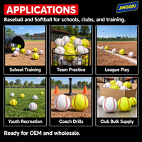Fabricant de balles de softball en PVC de 12 pouces, 500 000 pièces/mois, avec logo personnalisé, noyau en liège durable, couture surélevée blanche, OEM, pour l'entraînement scolaire et la pratique