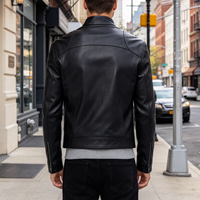Veste en similicuir PU personnalisée pour homme, style motard vintage, col montant, poches zippées, streetwear, vêtements d'extérieur pour homme TKAN1040