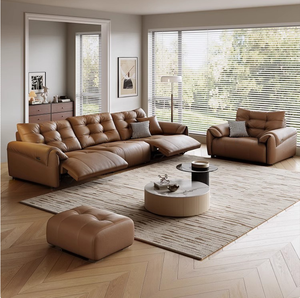 Juego de Sofá Seccional Modular de Piel Genuina Reclinable Eléctrico Automático Retráctil y Multifuncional - Product Image 4