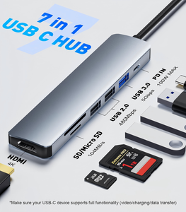 USB C Hub 7 in 1 Multiport Adapter with <b>4K</b> <b>HDMI</b> Dongle, 100W PD, SD/TF Card Reader, 3 USB-A, USBC Docking Station - Product Image 6