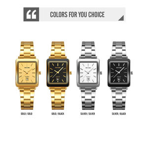 Montre à quartz pour femme avec cadran carré en verre, style minimaliste et élégant, argentée, étanche, en acier inoxydable, avec logo personnalisé - Product Image 2