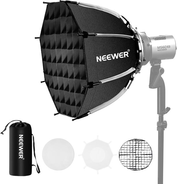 Neewer 17.7"/45cm Octagonal Softbox Bowens Mount, Quick Folding Quick Set Up With Diffusers/honeycomb Grid/bag For Q4 Rgb Cb60