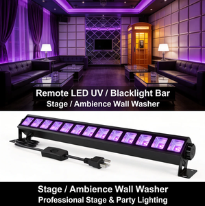 Barre lumineuse LED UV en aluminium 12*3W IP65 395nm avec interrupteur marche/arrêt pour scène, discothèque, fête d'Halloween, effet fluorescent - Product Image 2