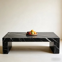Table basse moderne de luxe nordique en marbre, socle durable, base noire Marquin, ensemble de meubles pour chambre et salon