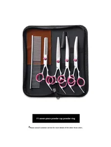 Juego de <span class=keywords><strong>Tijeras</strong></span> para Mascotas de Acero Inoxidable, Herramientas de Peluquería con Dientes Curvos para Cortar y Peinar el Pelo de Perros - Product Image 6