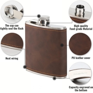 Gourde à liqueur en acier inoxydable gravée avec logo personnalisé, 8 oz, format poche, pour hommes, idéale pour les cadeaux de mariage et les voyages - Product Image 3