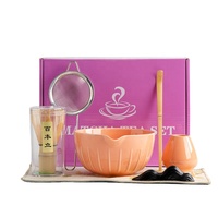 Nouveau Produit Bol à Matcha Rose Texturé avec Emballage Personnalisé Violet Set Matcha Set Kit Matcha