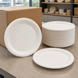 Sugarcane Bagasse <b>Plates</b> 6 9 Inch Compostable <b>Plates</b> for Picnic Camping Outdoor Food - Product Image 5