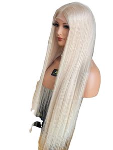 Pelucas crudas alineadas con cutícula Pelucas de encaje Rubio Cabello humano sin pegamento # 60A Color para mujeres blancas con un solo nudo - Product Image 3