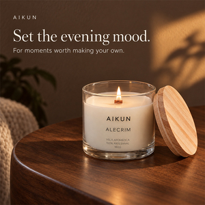 AIKUN 2026 Bougie artisanale moderne en cire de soja à combustion longue durée, sans fumée, en pot de verre, pour l'Aromathérapie, idéale pour la Saint-Valentin - Product Image 1