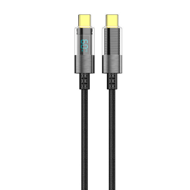 Custom Compatible Type-C Transparent Display Charging Cable PD 100W 5A Fast Charging Earphone Compatible Pure Copper Braid