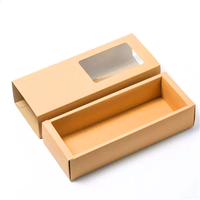 Caja de regalo de cajón de papel corrugado Kraft personalizada con cinta de logotipo para reloj de papelería-Relieve de laminación mate