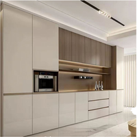 Meuble de cuisine îlot Allure Villa Project en kit avec panneau de porte en bois, évier à surface vitrée, charnières et 5 tiroirs, design moderne