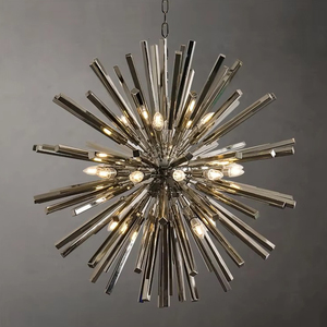 Lampada a Sospensione Industriale LED Spark Ball 36 Pollici, Stile Sputnik Dandelion, Creativa Retrò per Sala da Pranzo, Luce Pendente Argento - Product Image 1