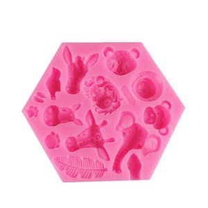 Moldes de Silicona con Gráficos 3D de Huellas de Animales Salvajes como Elefantes, Leones, Guepardos, Gorilas, Cebras, Jirafas, Burros y Pájaros, con Hojas - Product Image 3