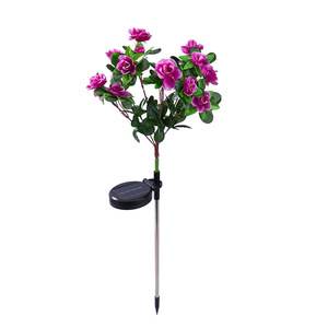 Lampes solaires de jardin féériques à LED, imitant des fleurs d'azalée, lampes à piquet pour l'extérieur, décoration de cour et de pelouse - Product Image 1