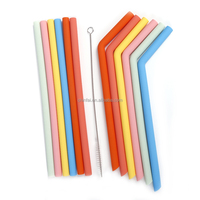 Pailles en silicone réutilisables de qualité alimentaire, pailles flexibles colorées, logo personnalisé, pailles en silicone écologiques pour jus